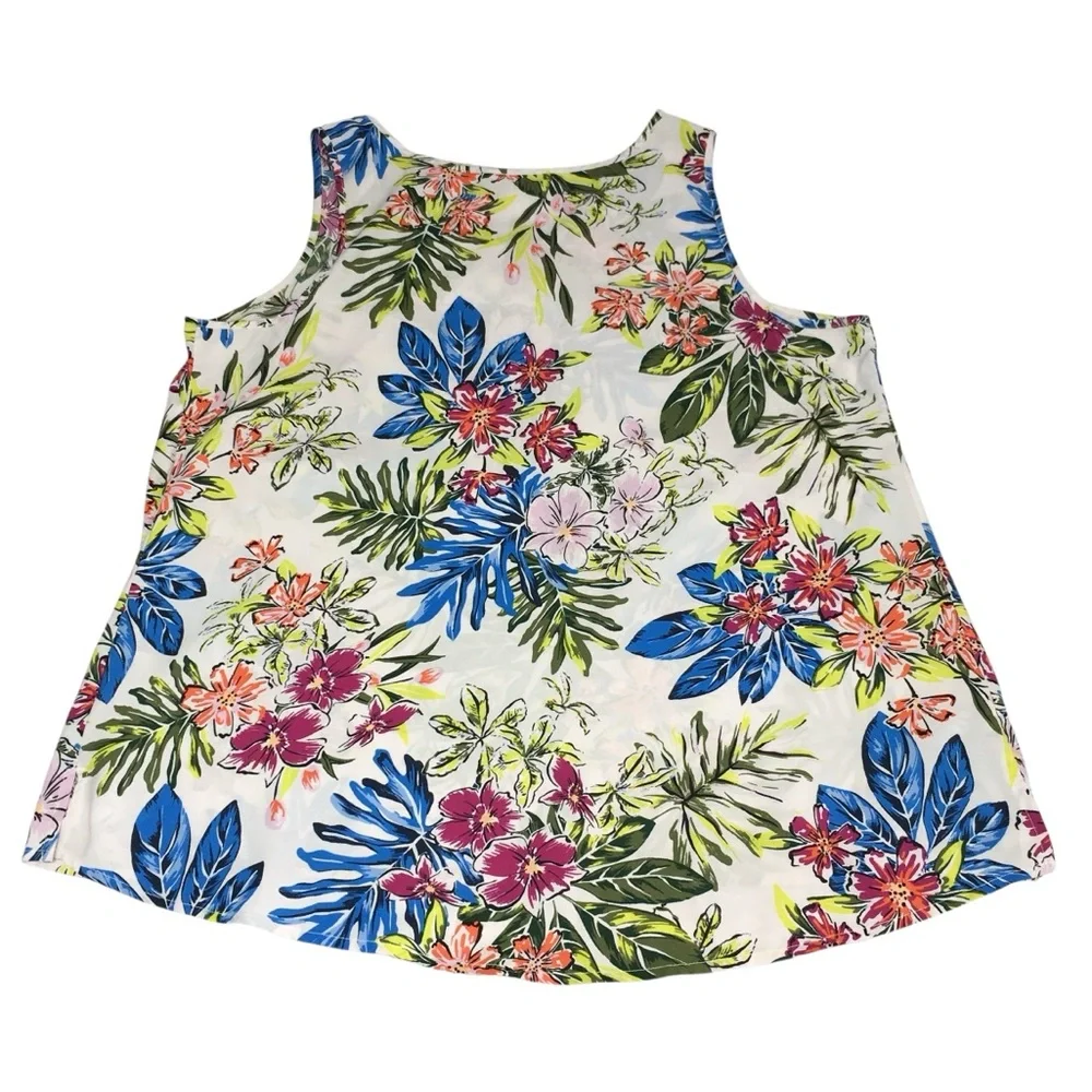 Time and Tru Sleeveless Floral V-Neck Lightweight Top - Women’s Large 12/14 - Picture 8 of 11
